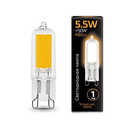 Gauss LED G9 AC220-240V 5.5W 480lm 3000K Glass 1/10/200 10780910 GAUSS - chudovo-experts.ru – фото 2