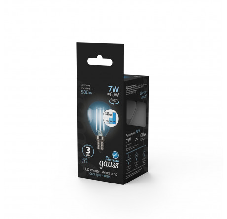 Gauss LED Filament Шар E14 7W 580lm 4100K 1/10/50 105801207 Ламп GAUSS - chudovo-experts.ru – фото 1