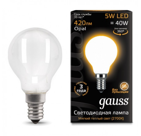 GAUSS LED FILAMENT GLOBE E14 5W GAUSS - chudovo-experts.ru – фото 1