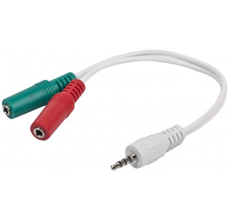 Gembird CCA-417W, джек3.5 4pin->джек3.5 стерео + 3.5 микрофон моно, длина 20см, белый	 Кабель  GEMBIRD - chudovo-experts.ru – фото 1
