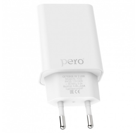 PERO TC02 2USB 2.1A белый СЗУ  PERO - chudovo-experts.ru – фото 1
