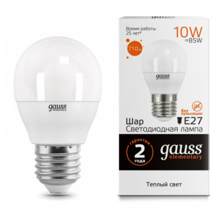 GAUSS LED ELEMENTARY ШАР 10W E27 GAUSS - chudovo-experts.ru – фото 1