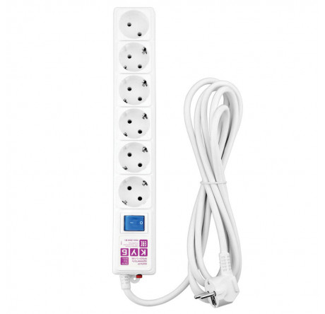 Сетевой фильтр Power Cube 1,9 м 6 розеток (белый) 16А/3,5кВт Power Cube - chudovo-experts.ru – фото 1